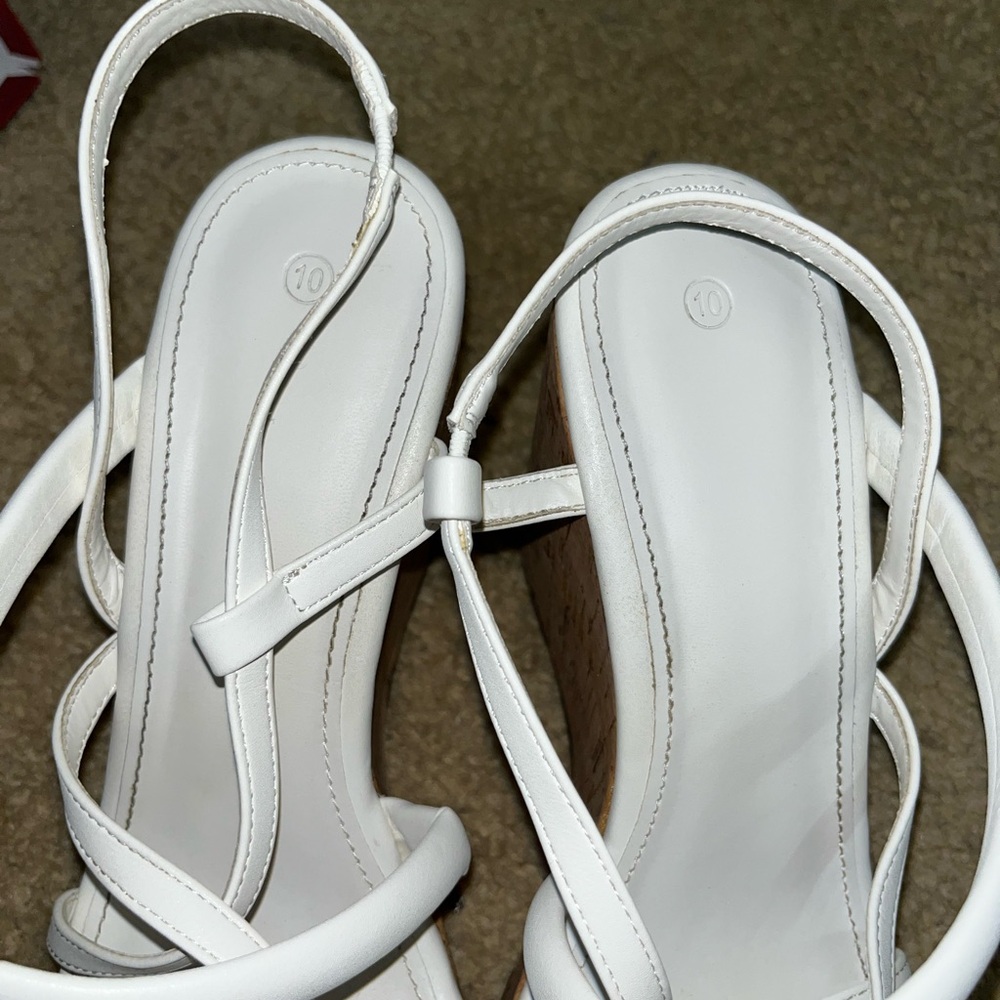 White Strappy Wedge Sandals - Picture 5 of 10